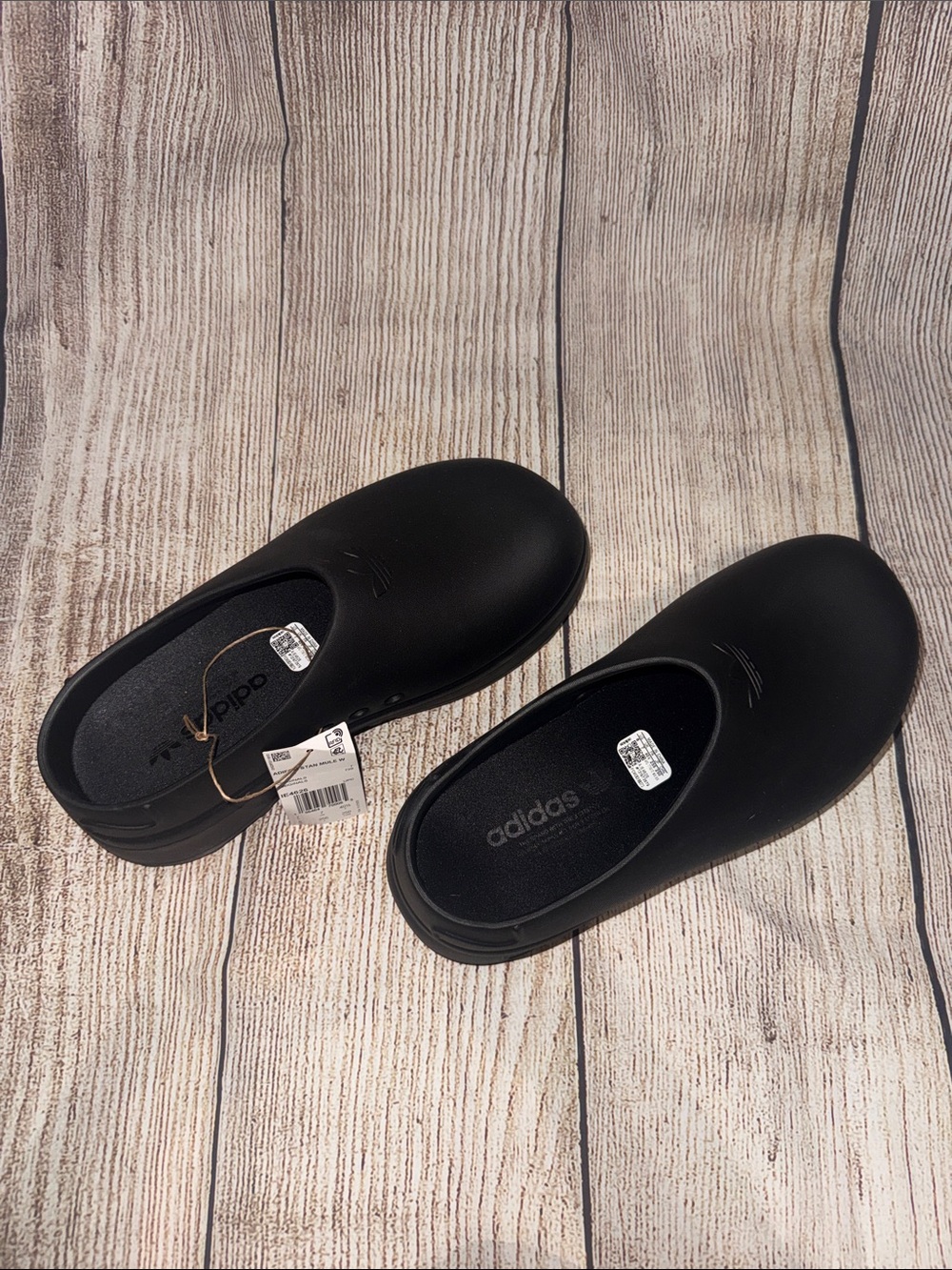 adidas Matte Black Closed-Toe Slip-Ons - Picture 2 of 4